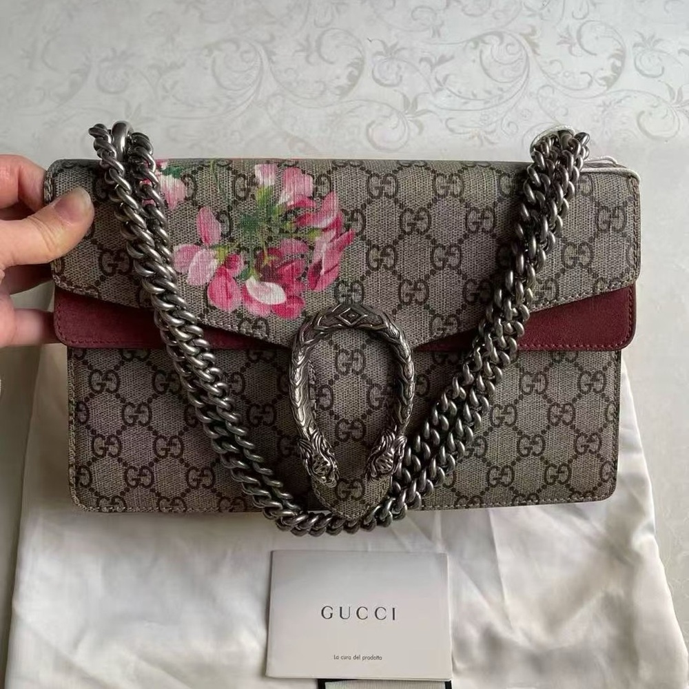 Gucci Supreme Monogram Blooms small Dionysus Bag Beige - Picture 1 of 6